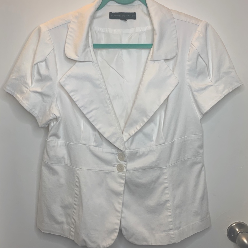 Harve Benard white short sleeved jacket Size L